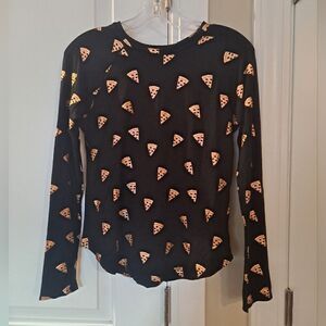 Terez black long sleeve shirt with gold pizza  Size XL